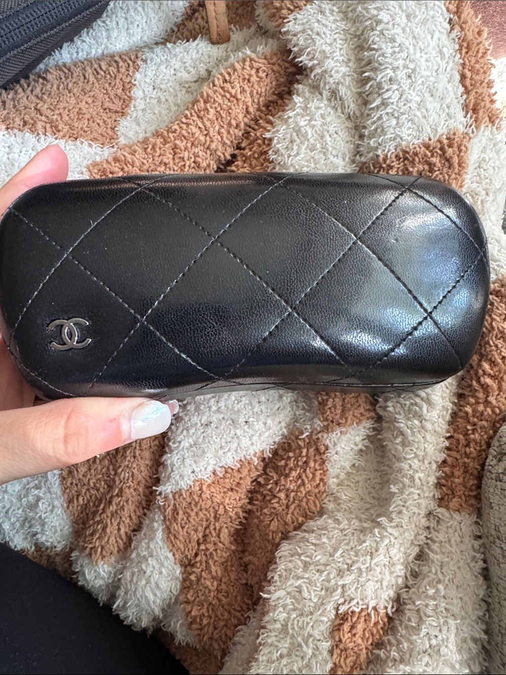 CHANEL Black Quilted Leather Sunglasses Case